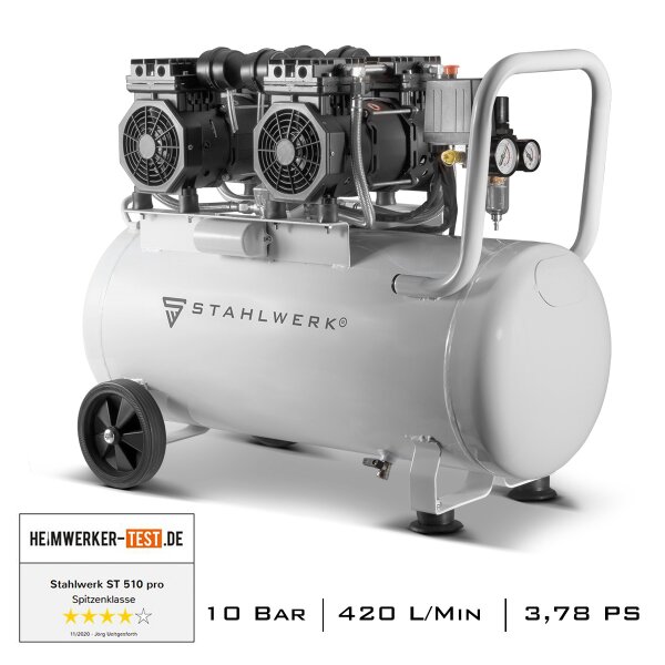 Compresor de aire comprimido STAHLWERK ST 510 Pro - 10 Bar, dos motores, potencia del motor 3,78 HP