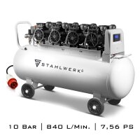 Compressore daria compressa STAHLWERK ST 1510 Pro - 10 Bar, quattro motori, potenza motore 7,56 HP